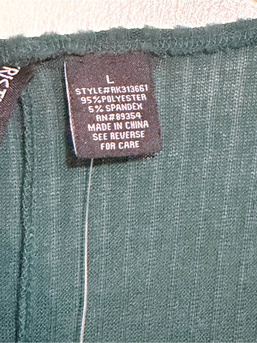 Kristin Nicole Forest Green Ribbed Long Sleeve Top - Picture 3 of 6